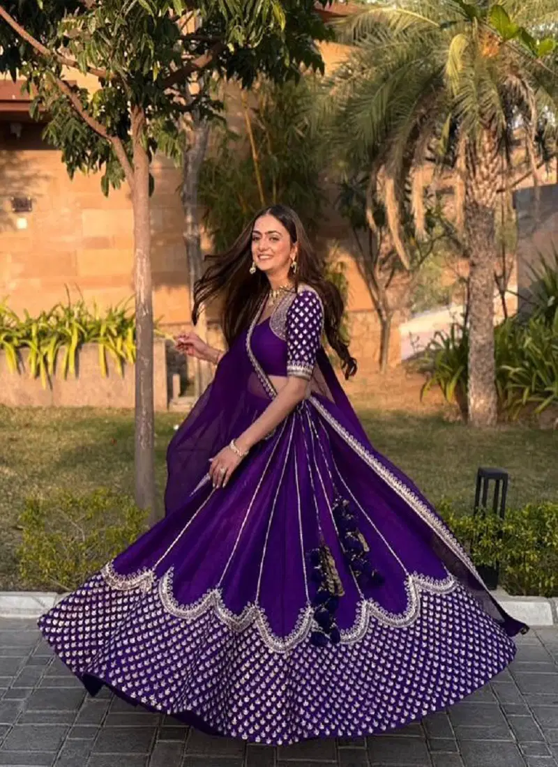 QRC 345 Foux Gorgette Sequnce Surat Designer Lehenga Choli Wholesale Market